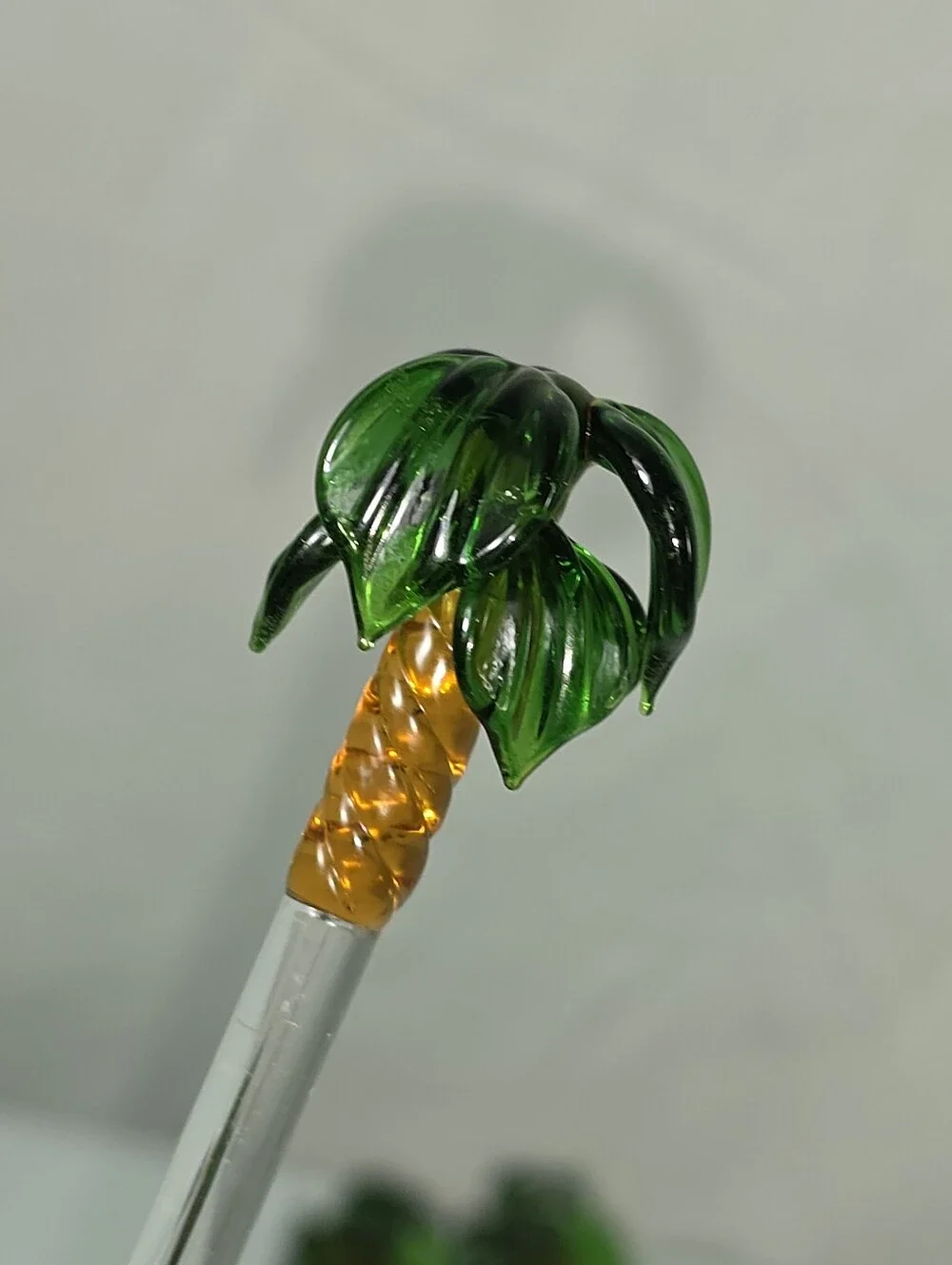 Vintage Hand Blown Glass Palm Tree Cocktail Stir Sticks Tiki Barware Set of 10